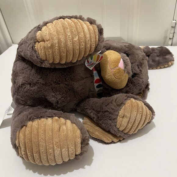 Animal Adventure 2018 Brown Bunny Rabbit Plush Cream Ribbed Corduroy Ears Feet - Picture 10 of 11